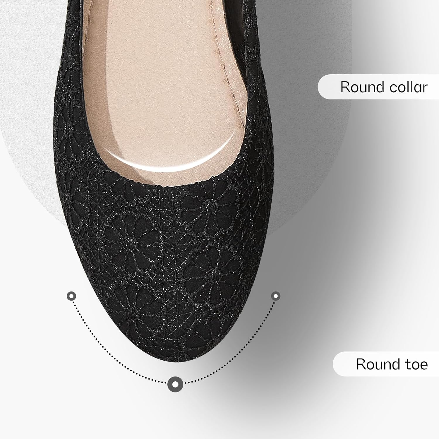 Dress Shoes for Women Round Toe Flats Shoes Lace Ballet Flats Dressy Comfortable Foldable Flats Low Heel