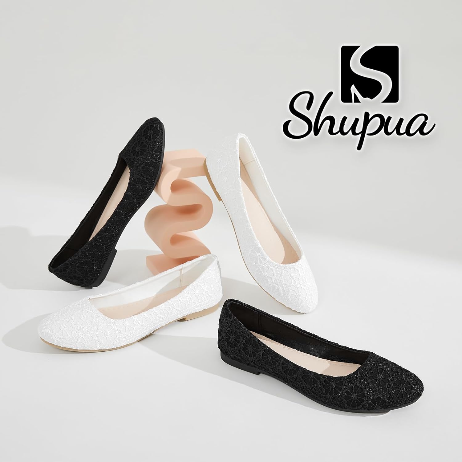 Dress Shoes for Women Round Toe Flats Shoes Lace Ballet Flats Dressy Comfortable Foldable Flats Low Heel